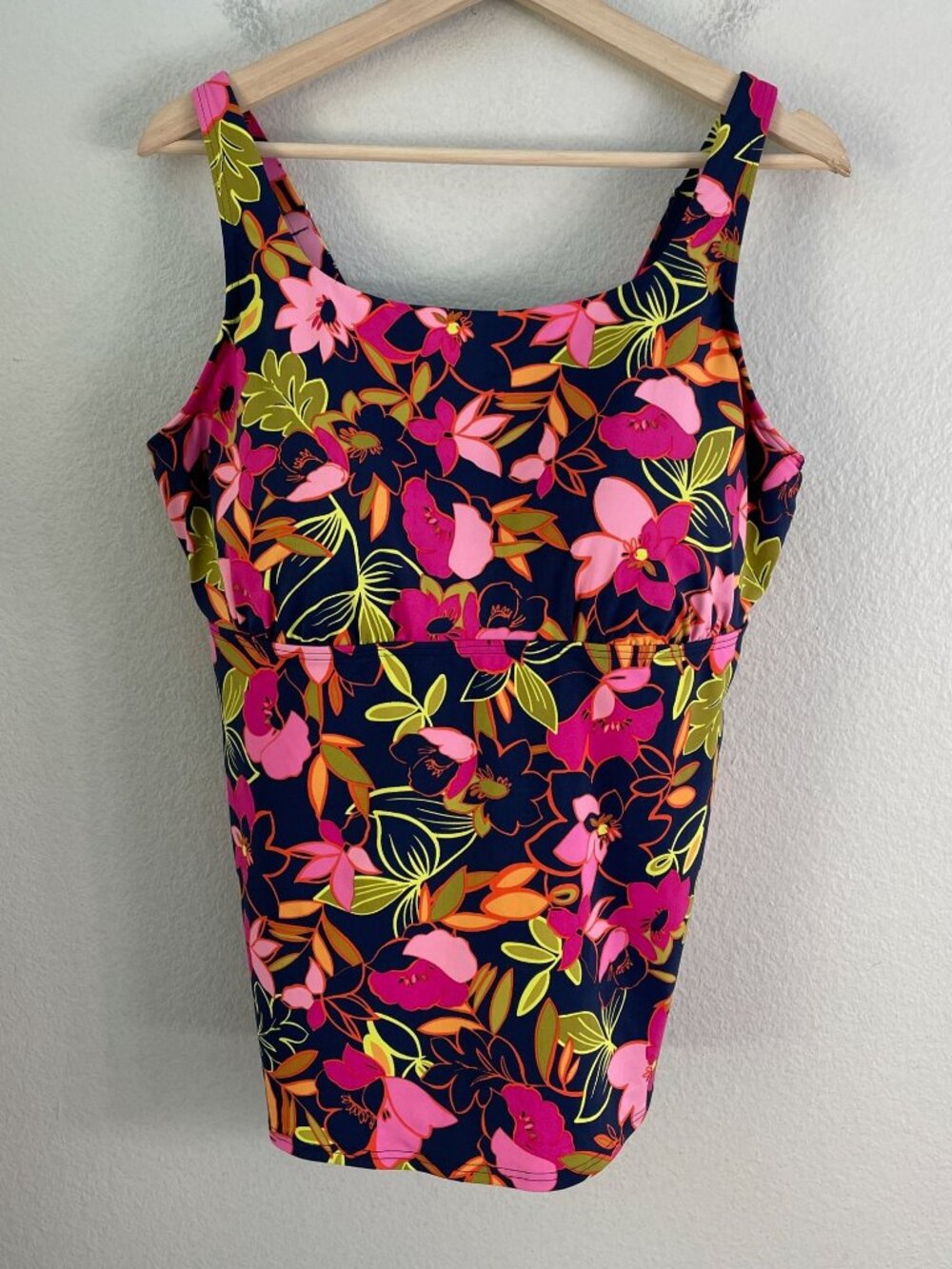 Lands End Womens‎ Plus 18 Floral Tankini Swimsuit Adjustable Straps Beach Pool